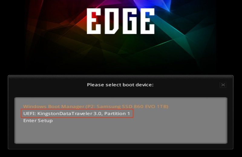 MSI boot page