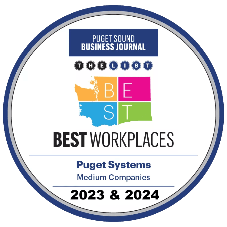 Puget Systems on the Puget Sound Business   Journal List of Best Workplaces in 2023 and 2024